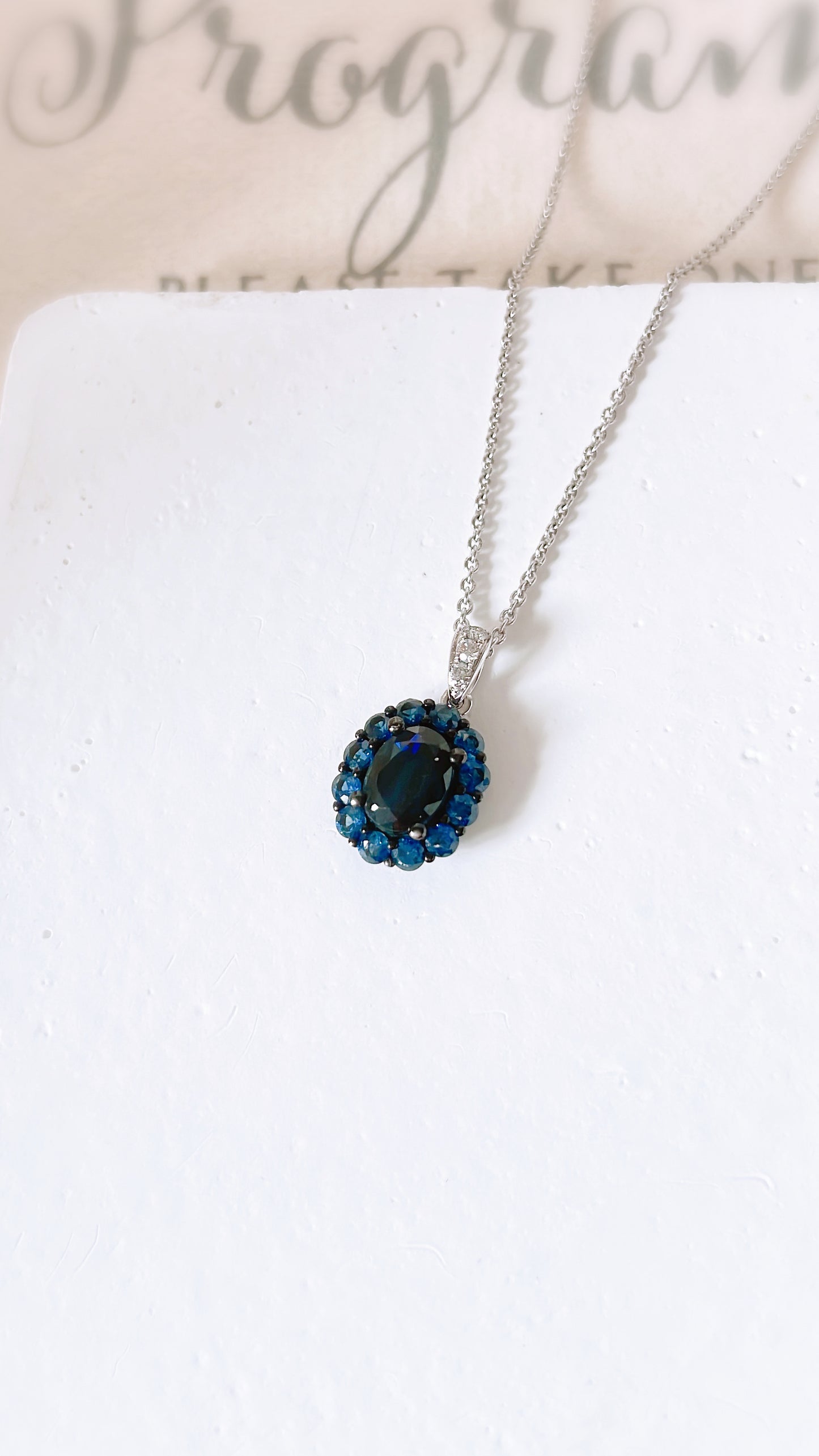 Blue Sapphire & Diamond Pendant-WK3342