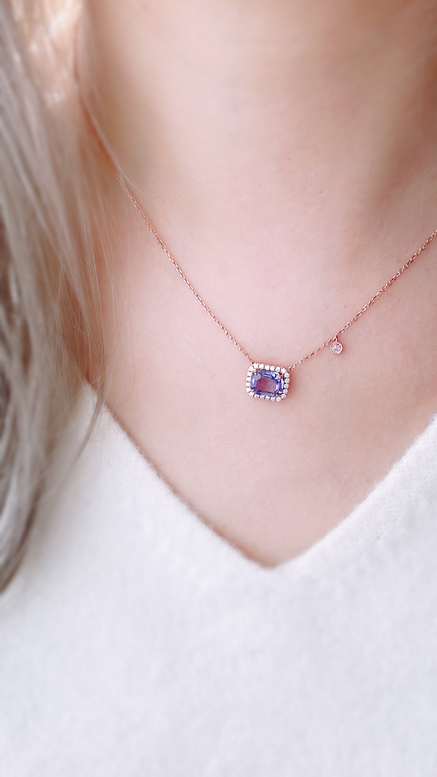 Purple Sapphire and Diamond Necklace-WK3664@