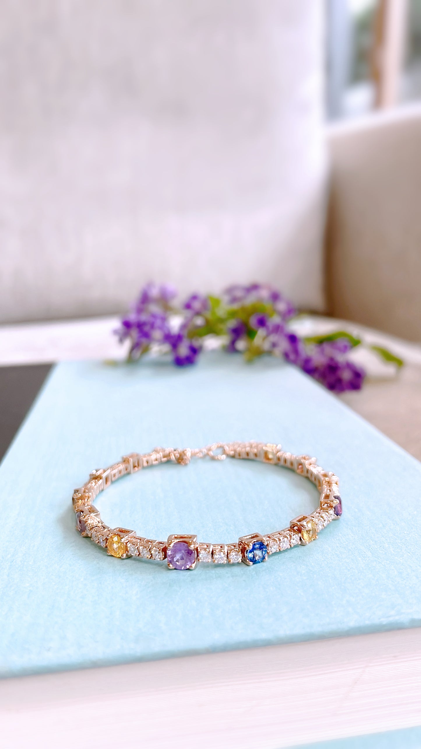 Multi Color Sapphire and Diamond Bracelet-WK3795@