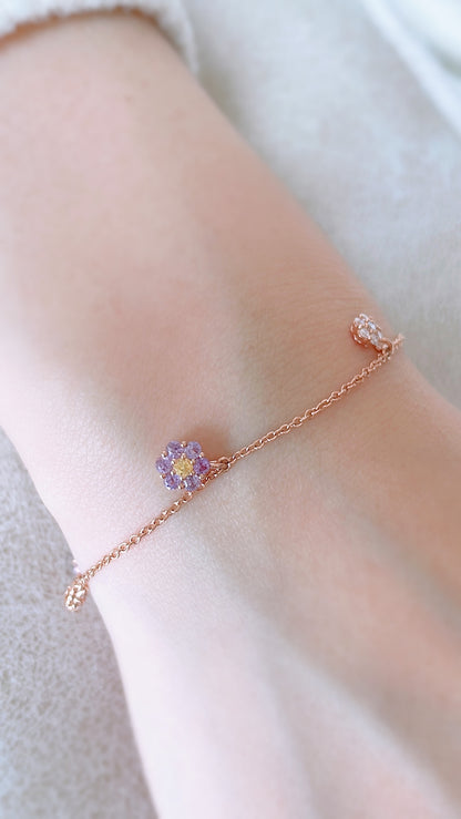 Purple Sapphire Flower Bracelet-WK3485