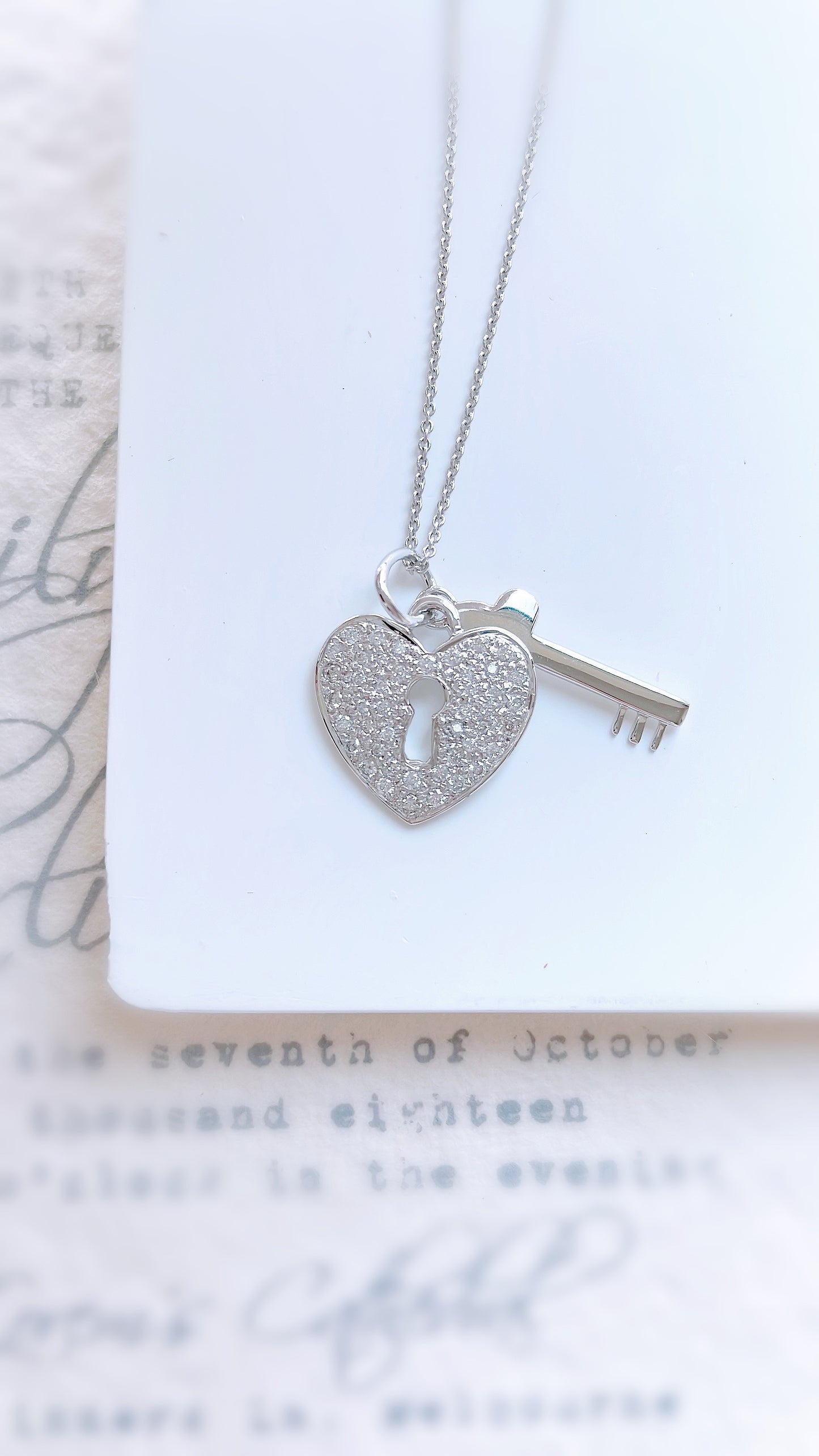 Diamond Heart Lock & Key Pendant-ZEO00006071