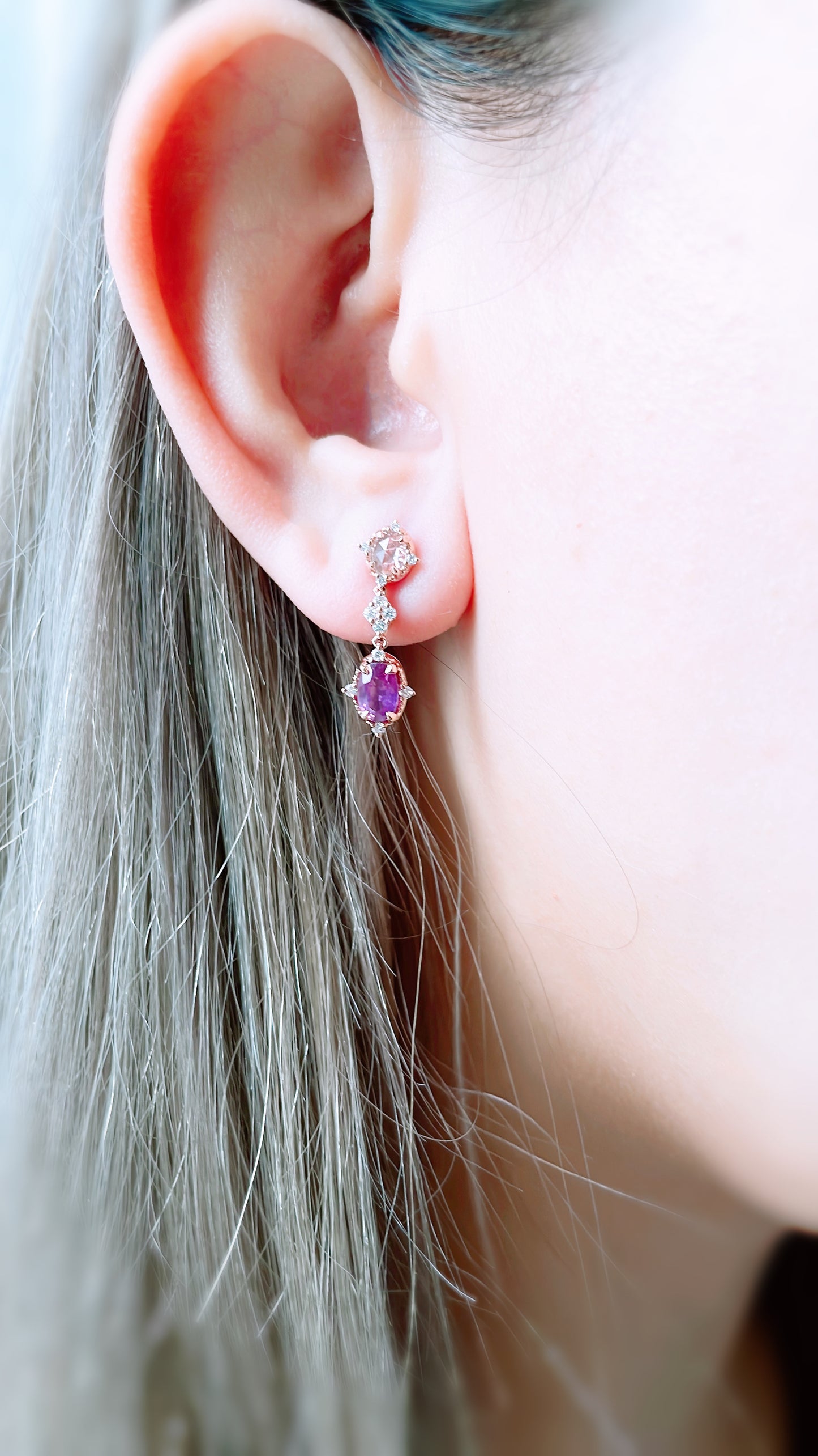 Purple Sapphire and Diamond Earrings-WK3729