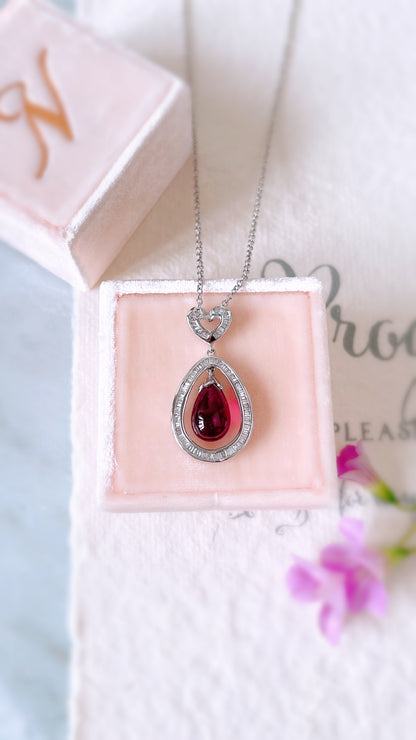 Burgundy Tourmaline and Diamond Pendant-1EO00001221