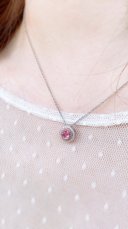 Pink Sapphire & Diamond Pendant-WK3637