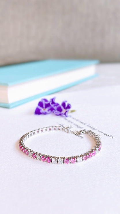 Pink Sapphire and Diamond Bracelet-WK3763