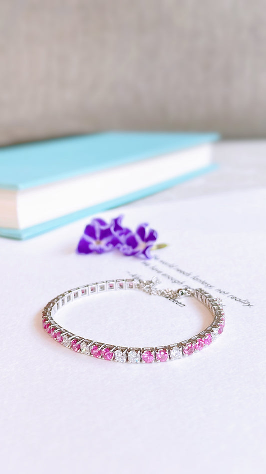 Pink Sapphire and Diamond Bracelet-WK3763