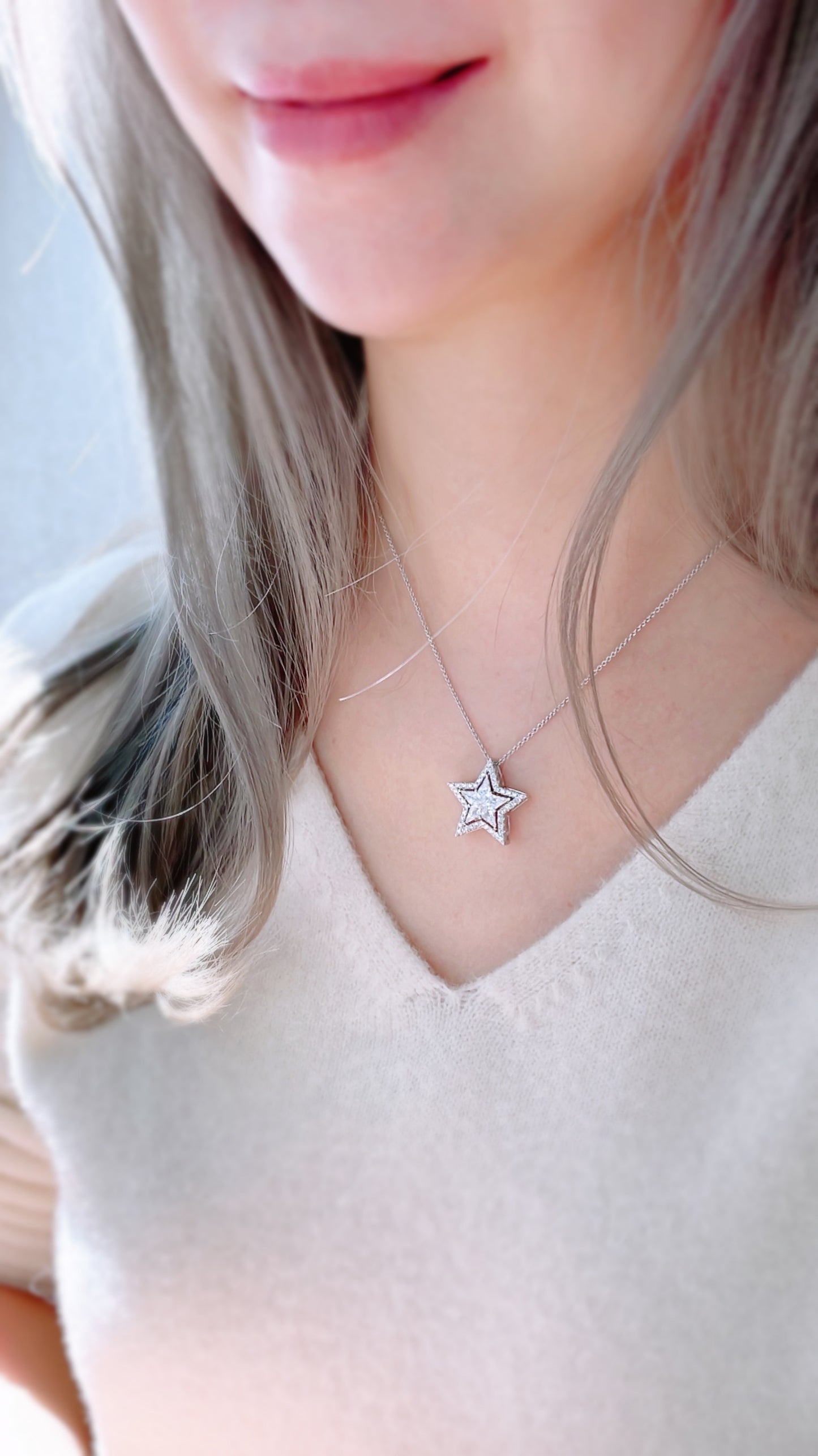 3 Ways Star Diamond Pendant (big size)-WK3653