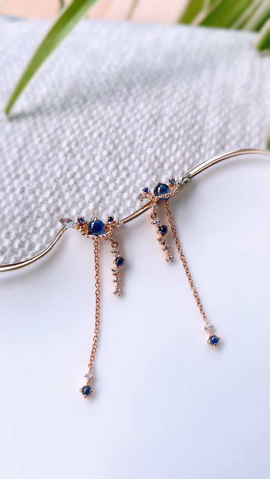 Love Earth • Blue Sapphire, Tourmaline and Diamond Earrings-WK3364