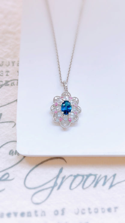 Blue Sapphire and Diamond Pendant-WK3518