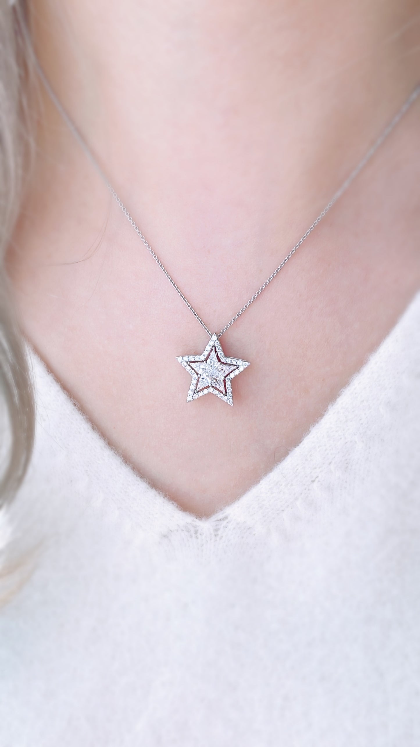 3 Ways Star Diamond Pendant (big size)-WK3653