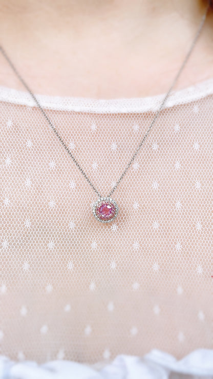 Pink Sapphire & Diamond Pendant-WK3637