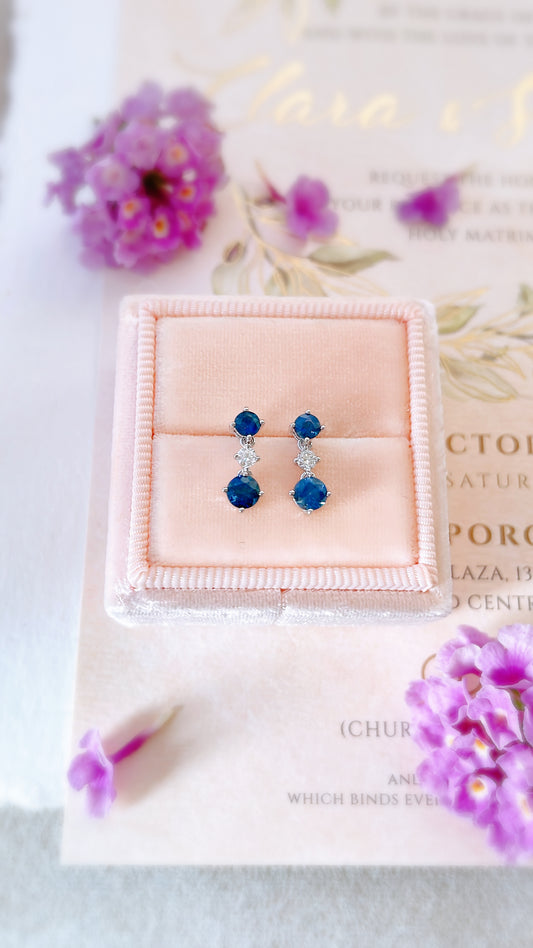 Blue Sapphire Diamond Drop Earrings-WK3826@