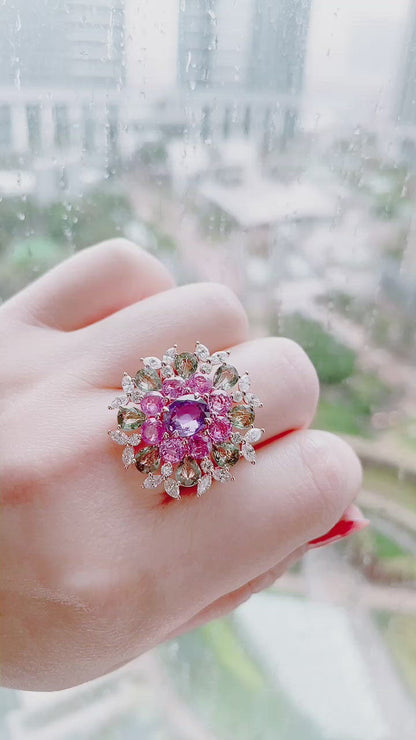 Purple Sapphire and Diamond Kaleidoscope Ring-WK3711