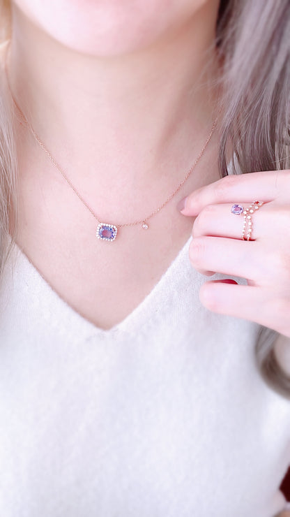 Purple Sapphire and Diamond Necklace-WK3664@