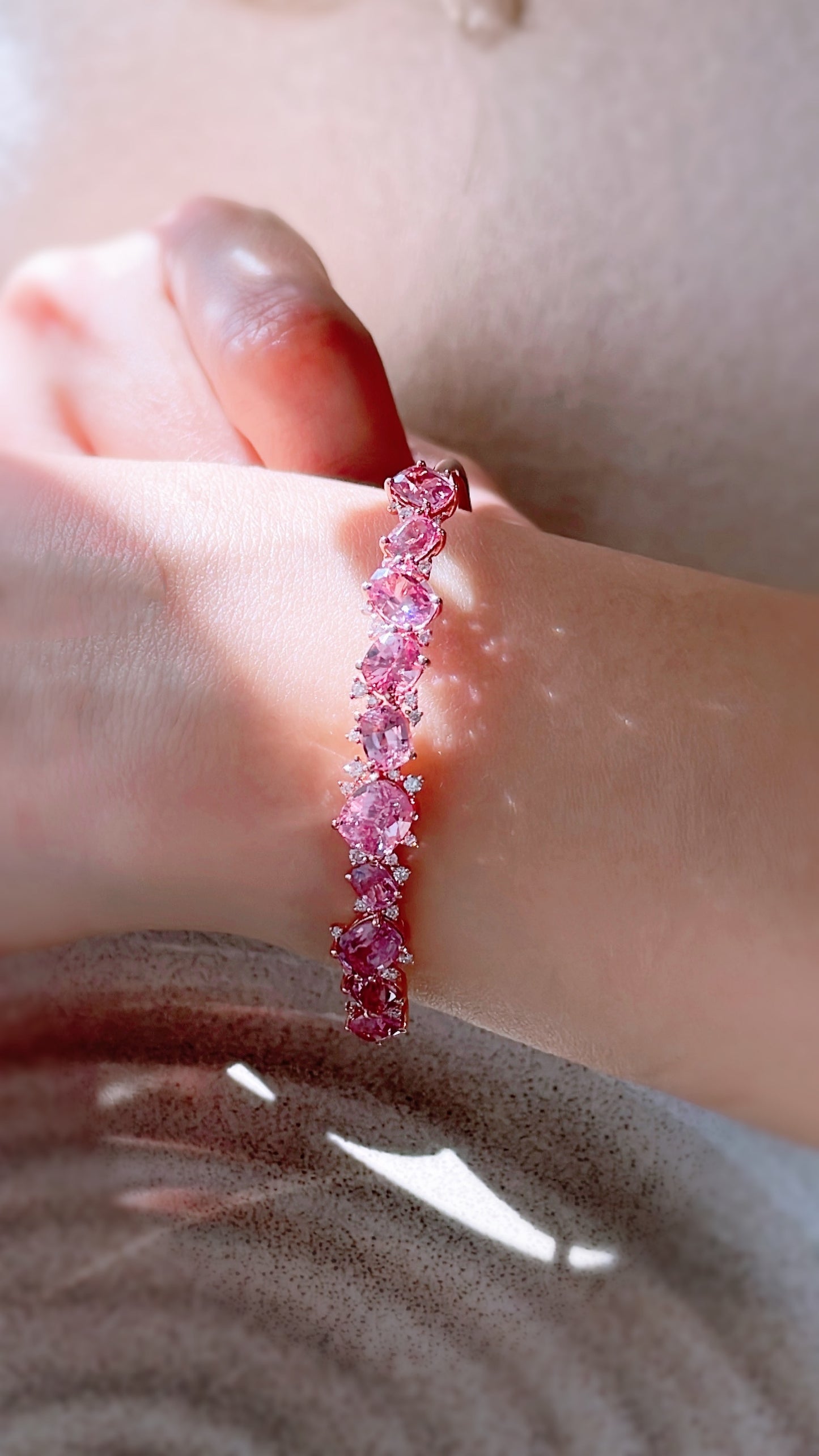 Pink Spinel and Diamond Bangle-WK3663