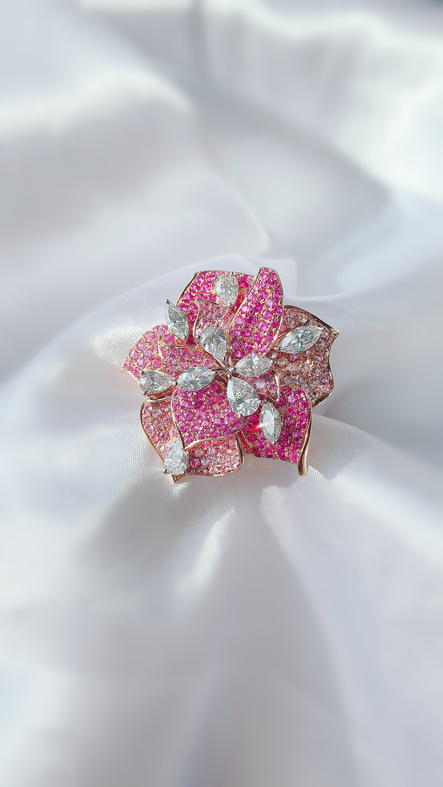 Diamond and Pink Sapphire Cocktail Ring-ZFO00024527