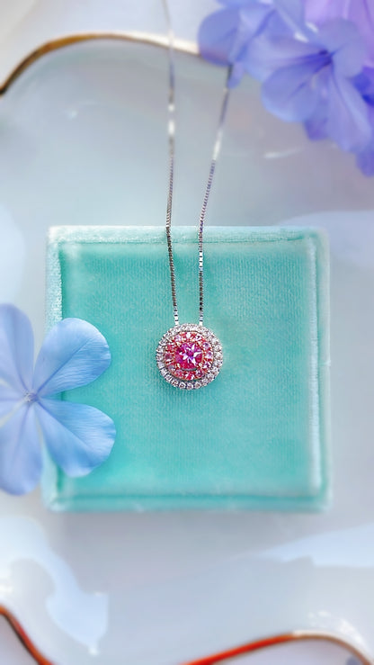 Pink Sapphire & Diamond Pendant-WK3637