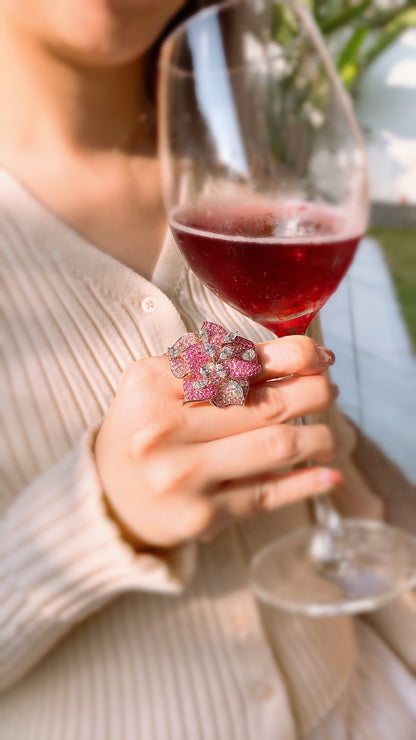 Diamond and Pink Sapphire Cocktail Ring-ZFO00024527