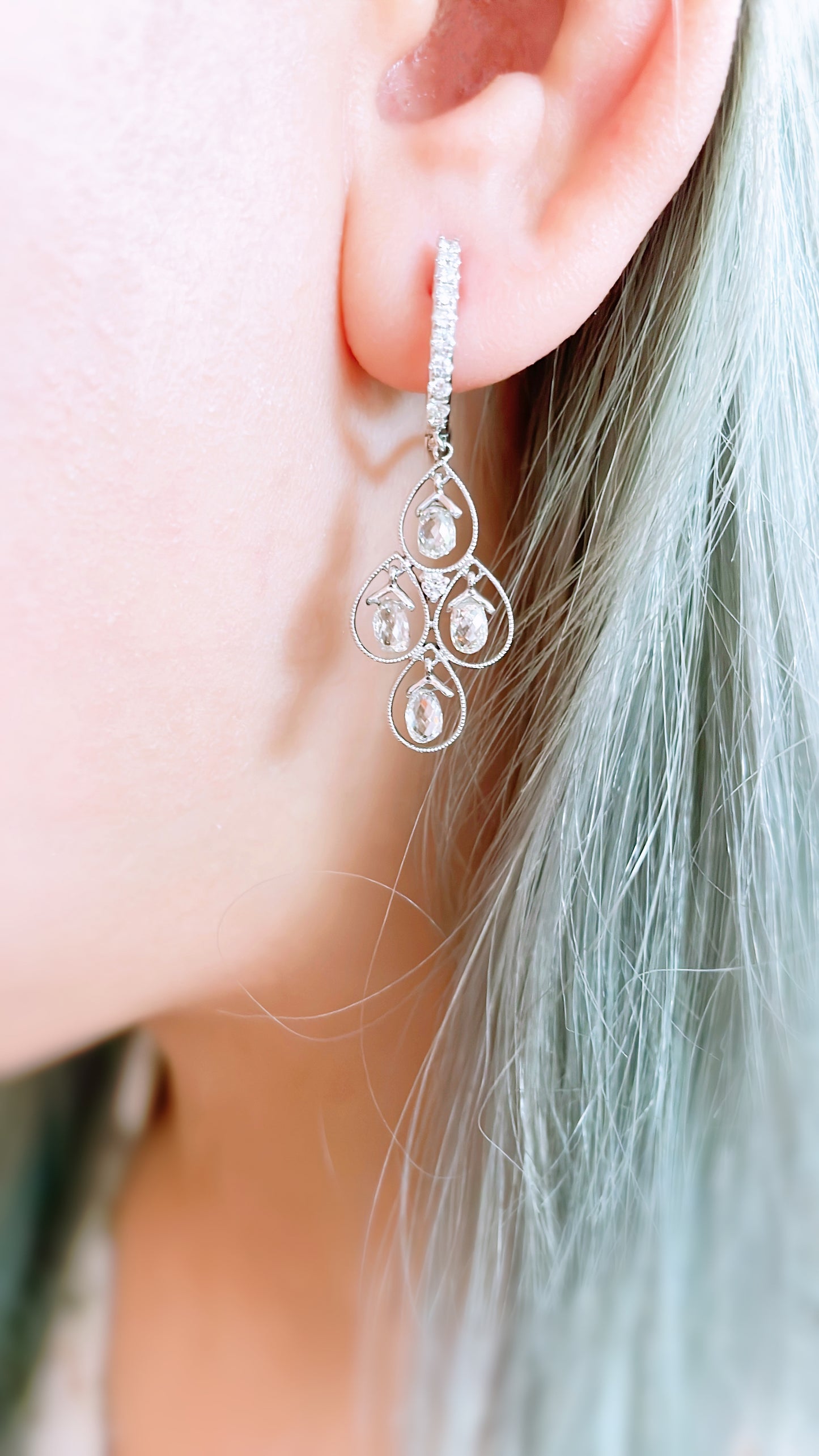 Dangle Diamond Earrings-WK2695