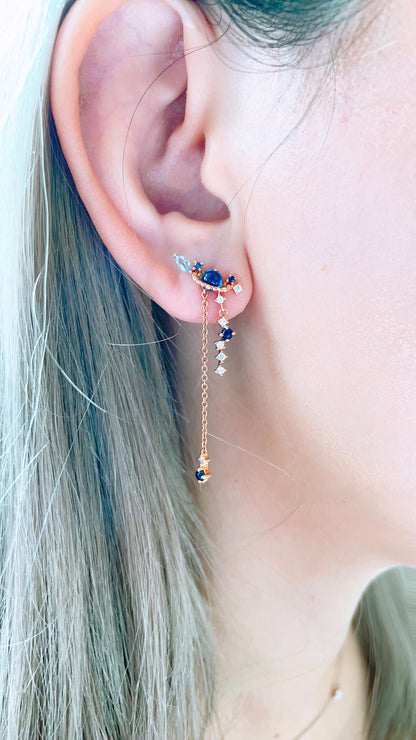 Love Earth • Blue Sapphire, Tourmaline and Diamond Earrings-WK3364