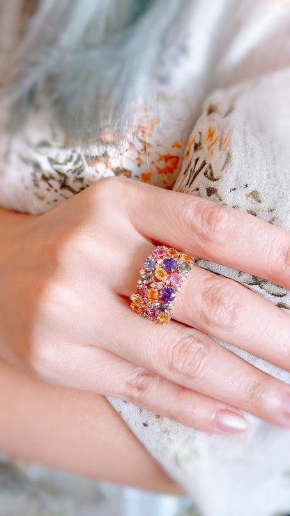 Multi-Color Sapphire & Diamond Ring-WK3766