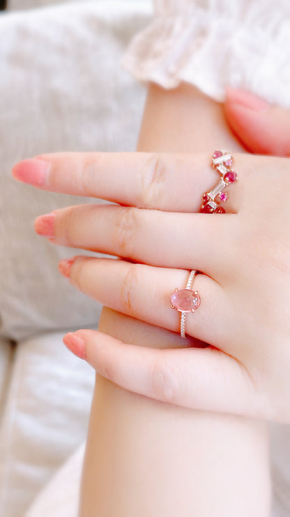 Baby Pink Tourmaline And Diamond Ring-WK3732