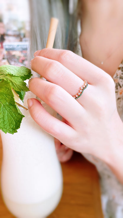 Green Garnet & Diamond Ring-WK3201