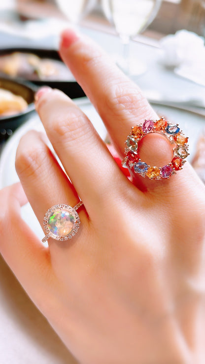 Rainbow Sapphire & Opal Ring-WK3728