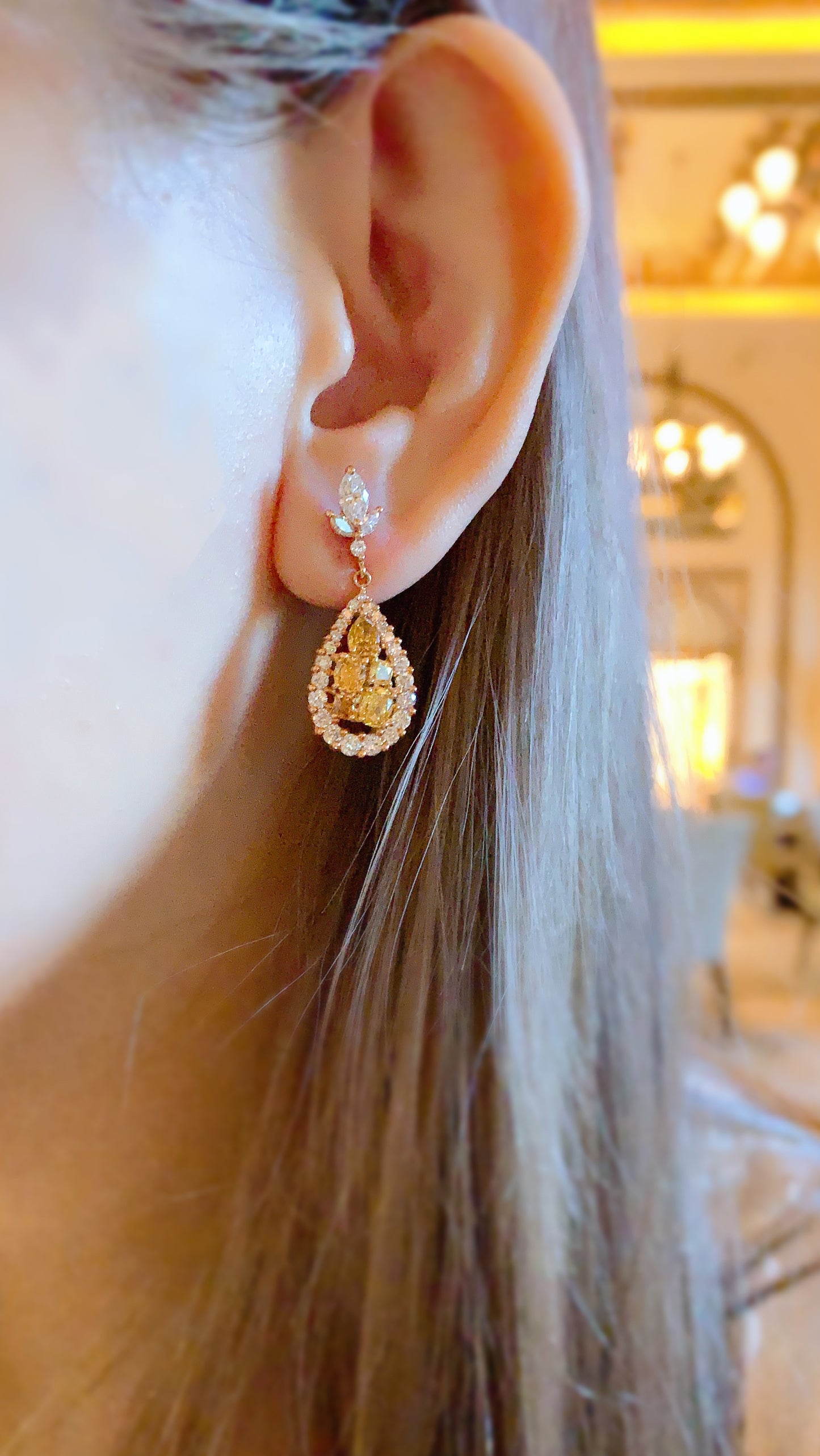 Yellow Diamond Earrings-ZCO00005850