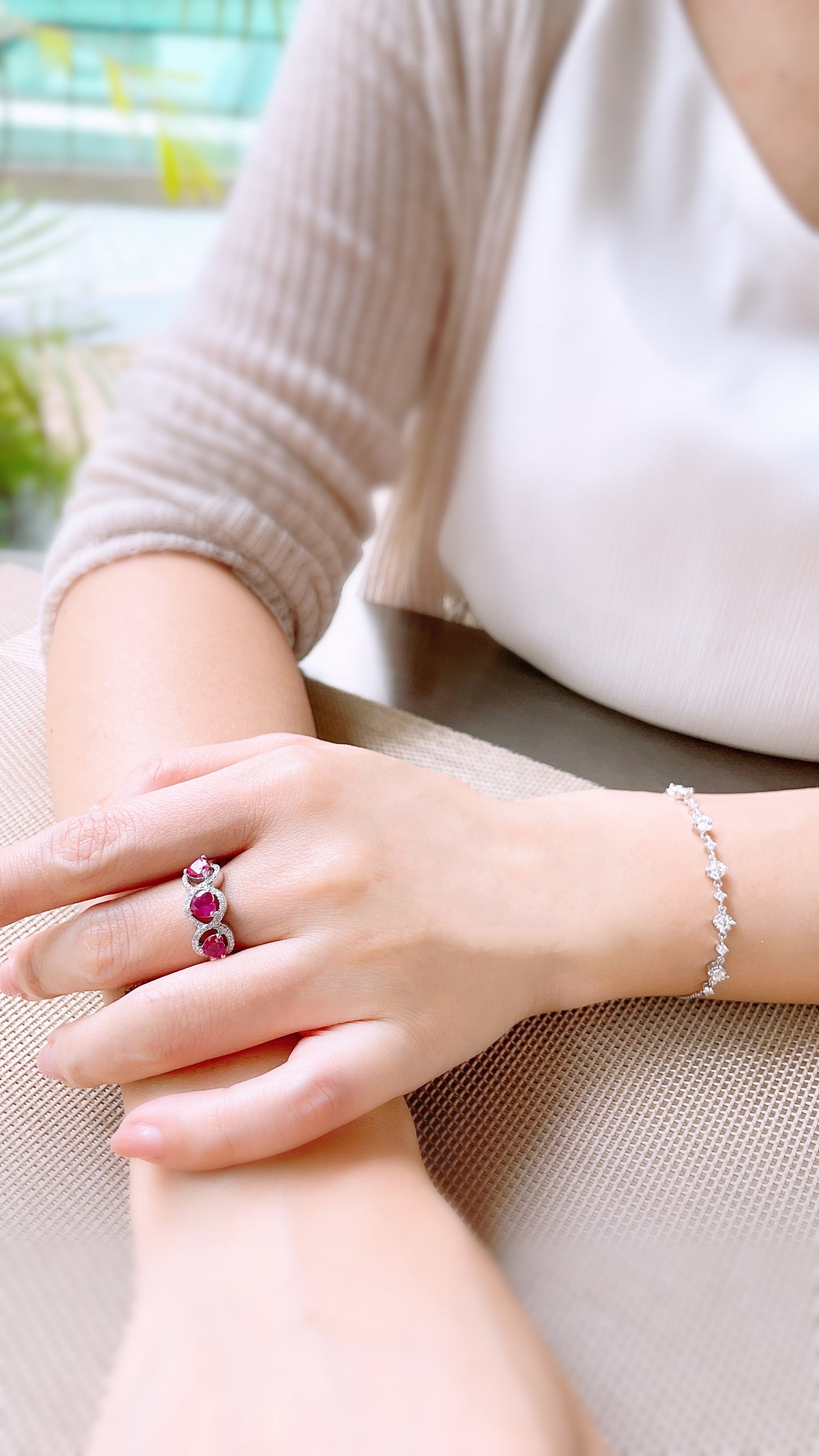 Heart Shape Ruby and Diamond Ring-BFO00001490