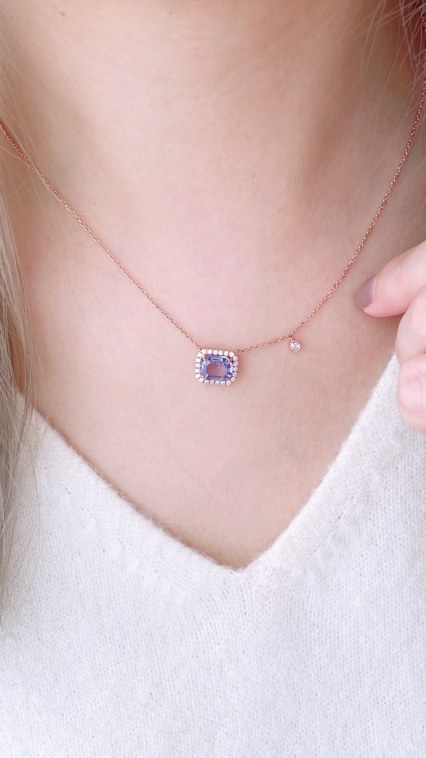 Purple Sapphire and Diamond Necklace-WK3664@