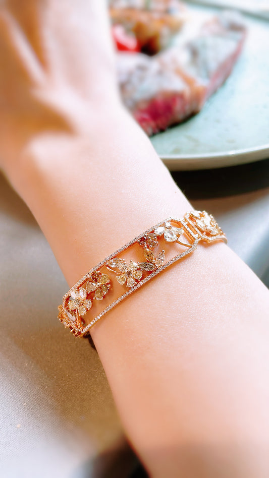 Floral Diamond Bangle-ZBO00000761