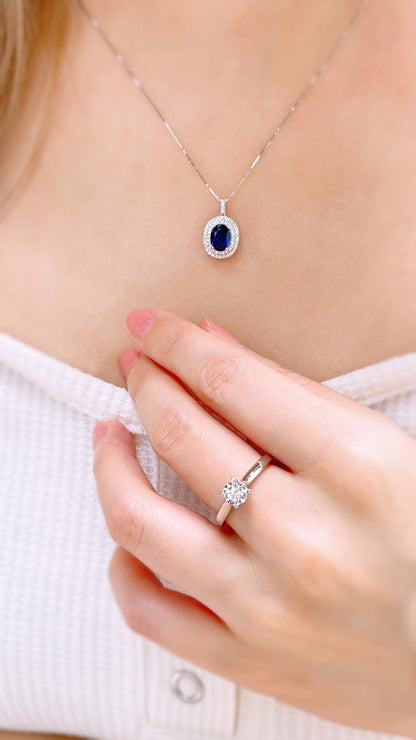 Blue Sapphire & Diamond Pendant