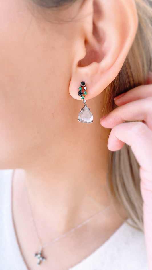 Rough Diamond Dangle Earrings-WK3272