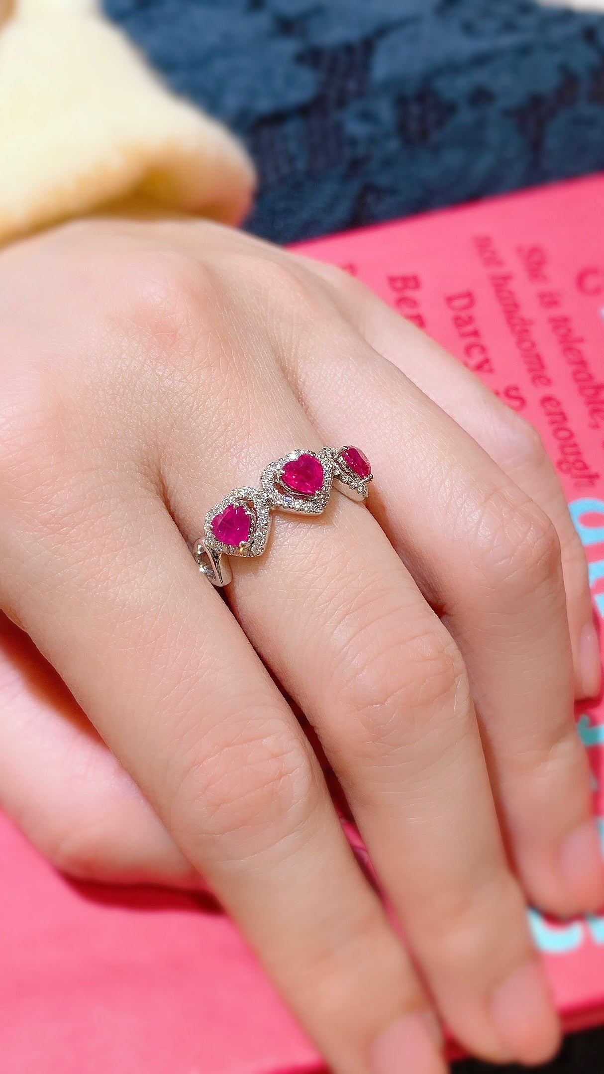 Heart Shape Ruby and Diamond Ring-BFO00001490