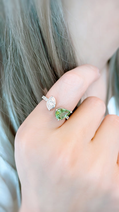 Green Tourmaline and Diamond Ring-WK3394