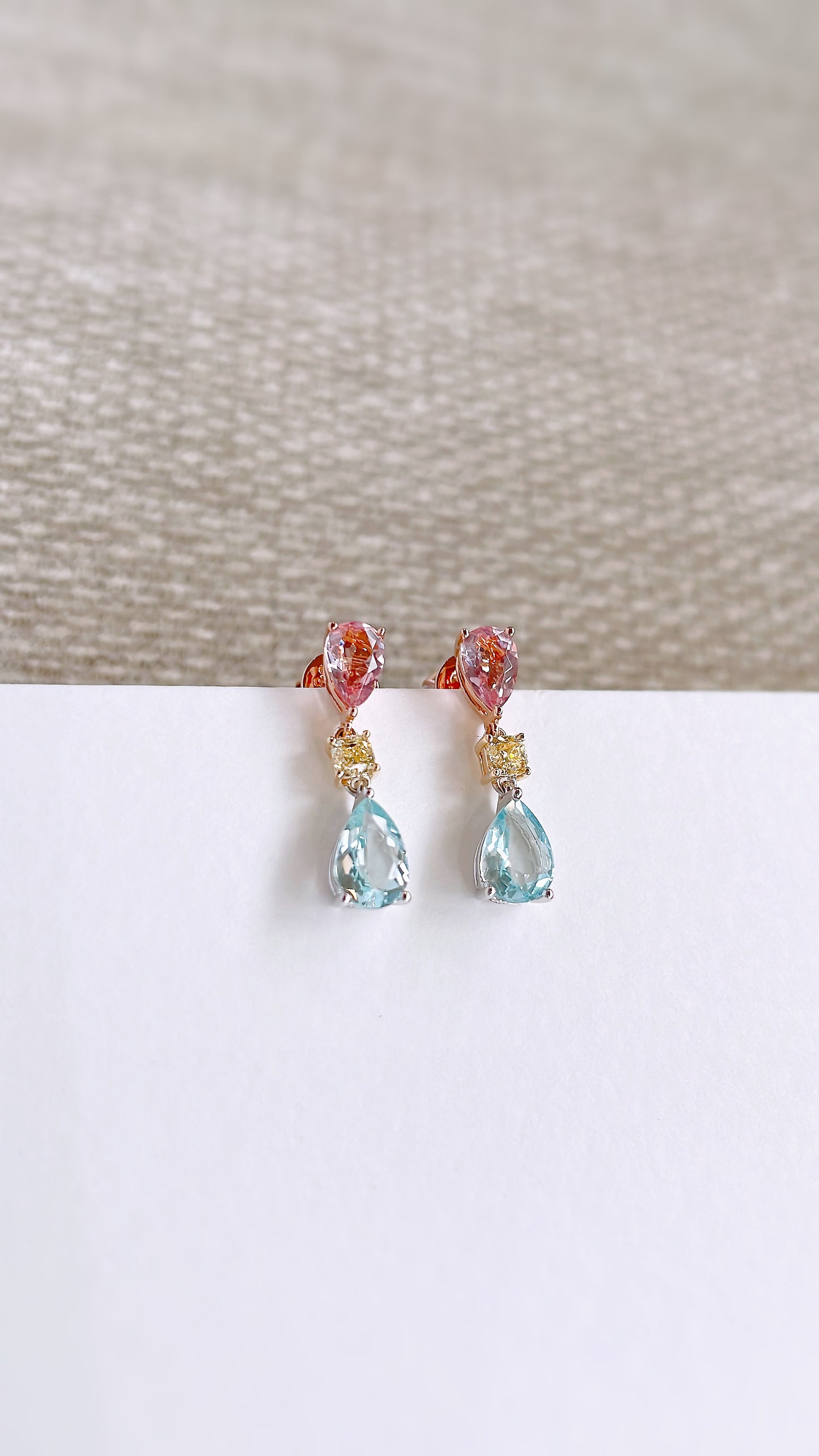 Aquamarine & Morganite Drop Earrings-WK3817