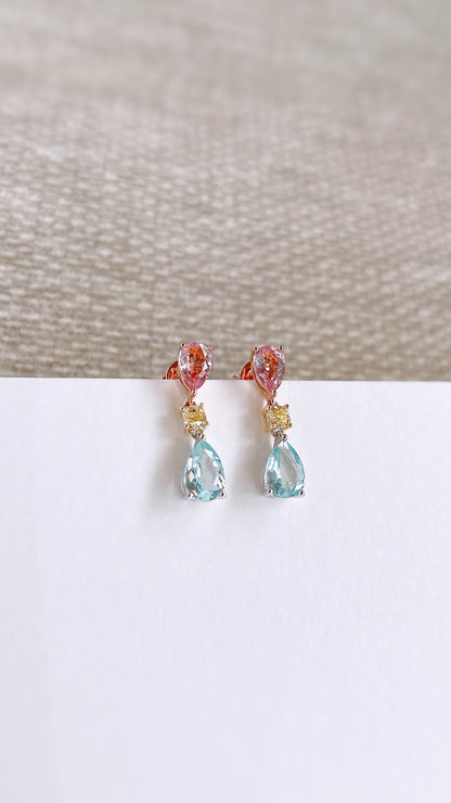 Aquamarine & Morganite Drop Earrings-WK3817