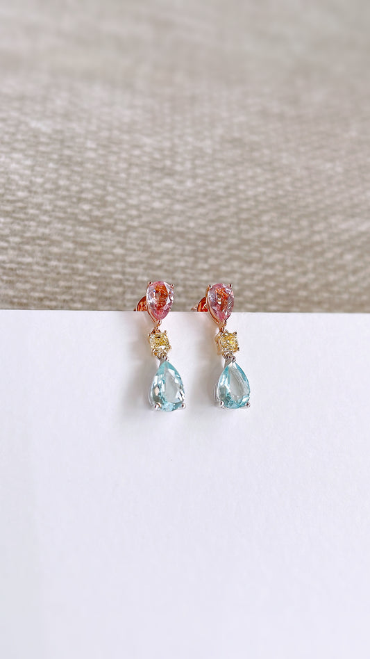 Aquamarine & Morganite Drop Earrings-WK3817