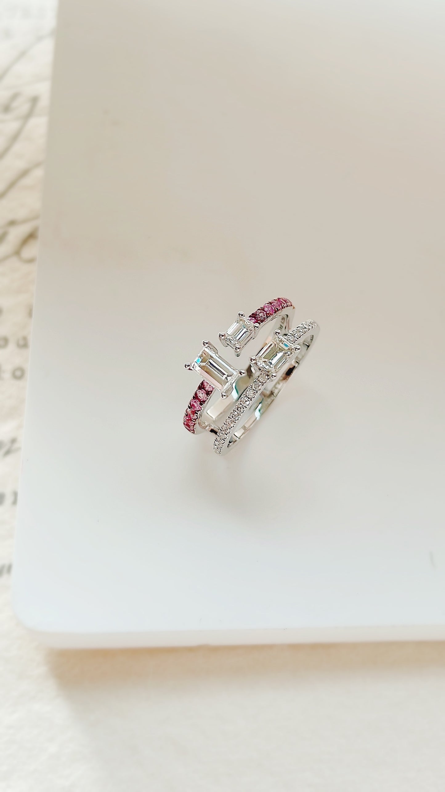 Diamond and Pink Sapphire Ring-ZFO00024227