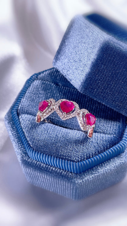 Heart Shape Ruby and Diamond Ring-BFO00001490