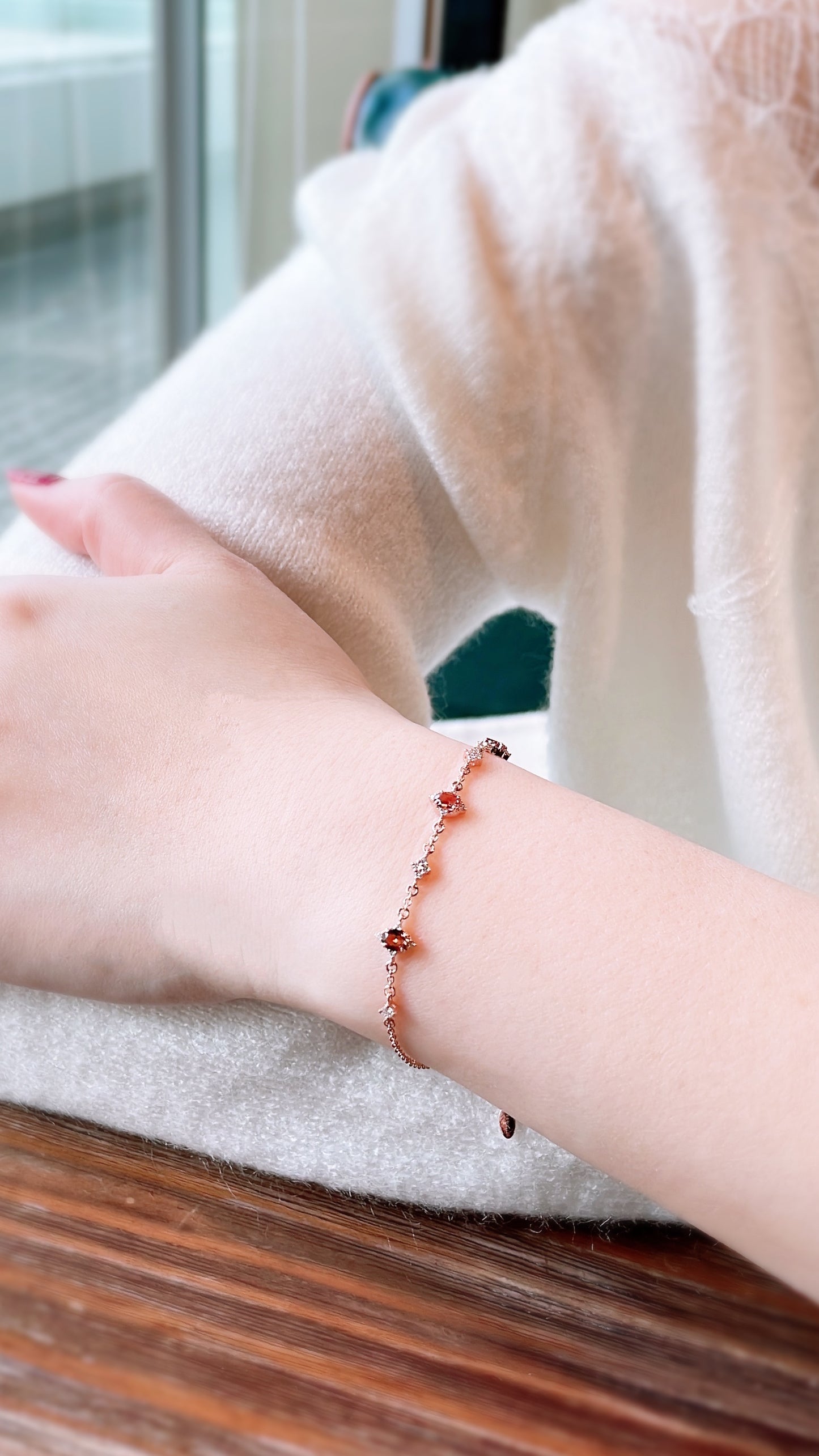 Burgundy Tourmaline and Diamond Bracelet-WK3681