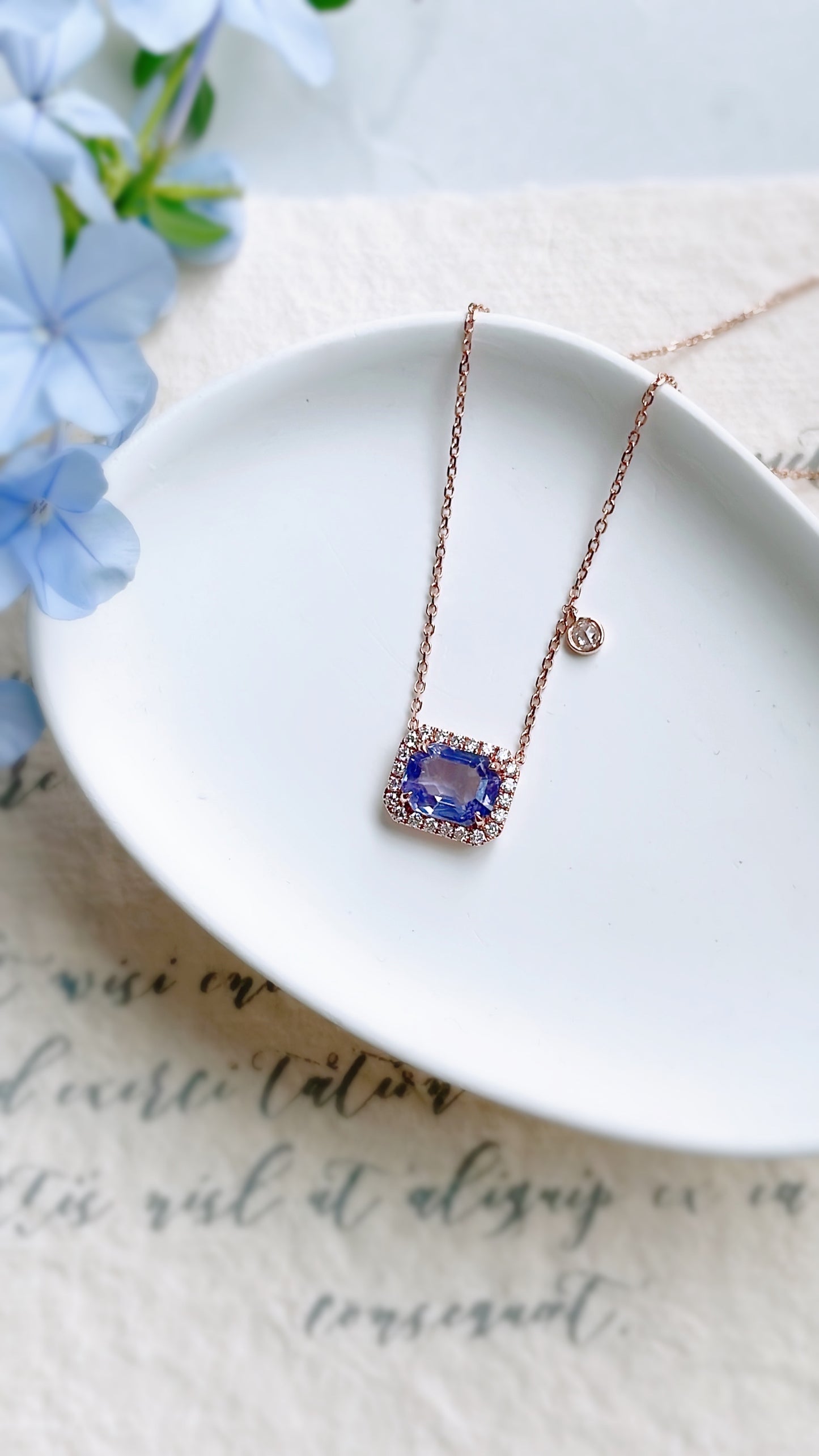 Purple Sapphire and Diamond Necklace-WK3664@