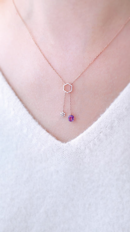 Lavender Purple Sapphire and Diamond Necklace-WK3669