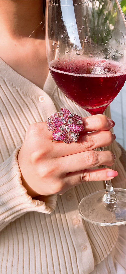 Diamond and Pink Sapphire Cocktail Ring-ZFO00024527