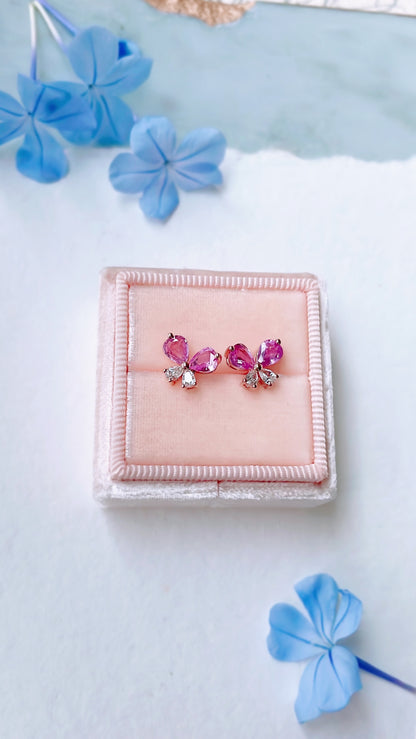 Pink Sapphire and Diamond Butterfly Earrings-WK3699