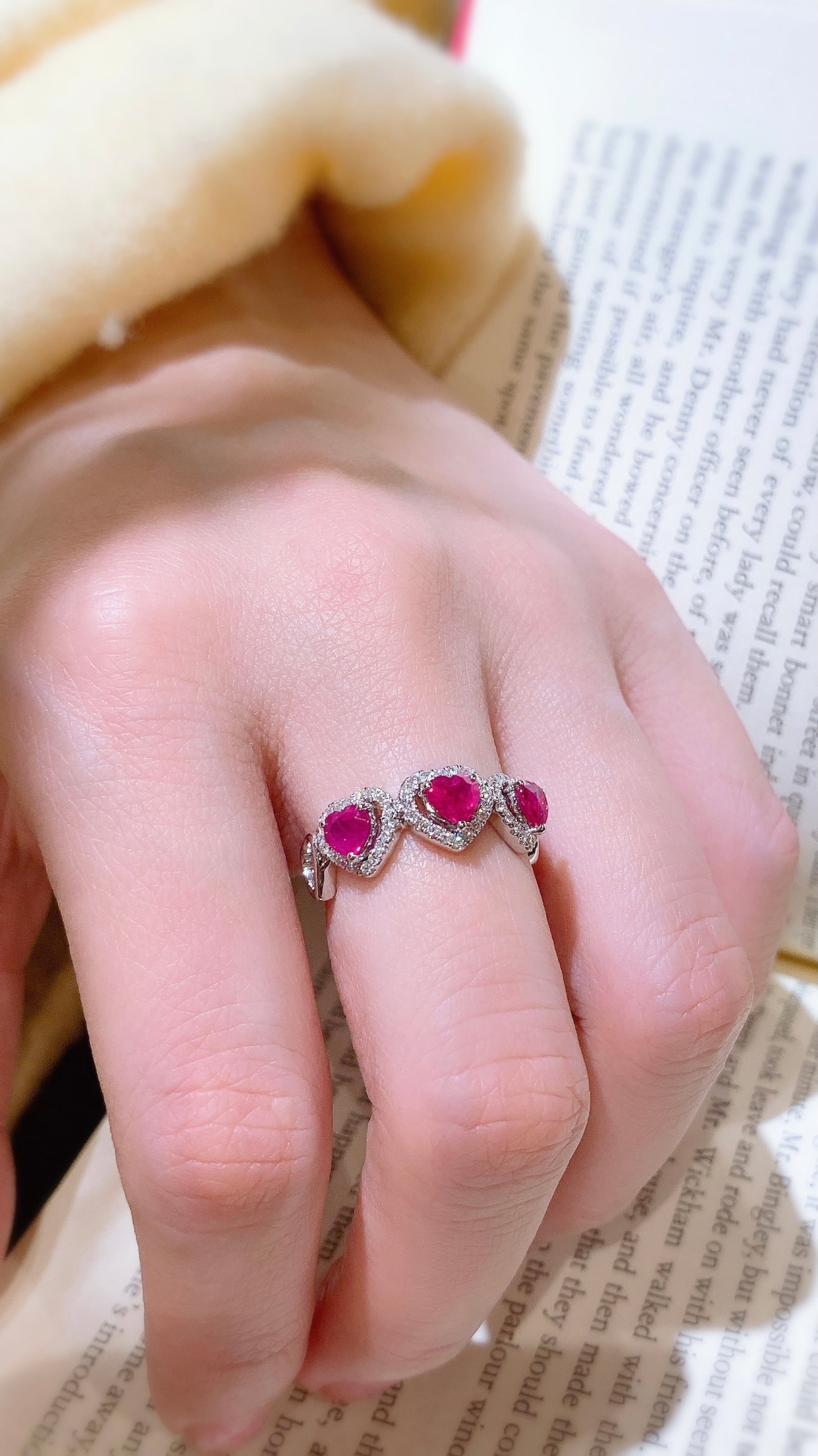 Heart Shape Ruby and Diamond Ring-BFO00001490