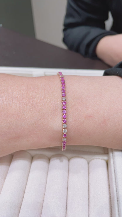 Pink Sapphire and Diamond Bracelet-WK3762