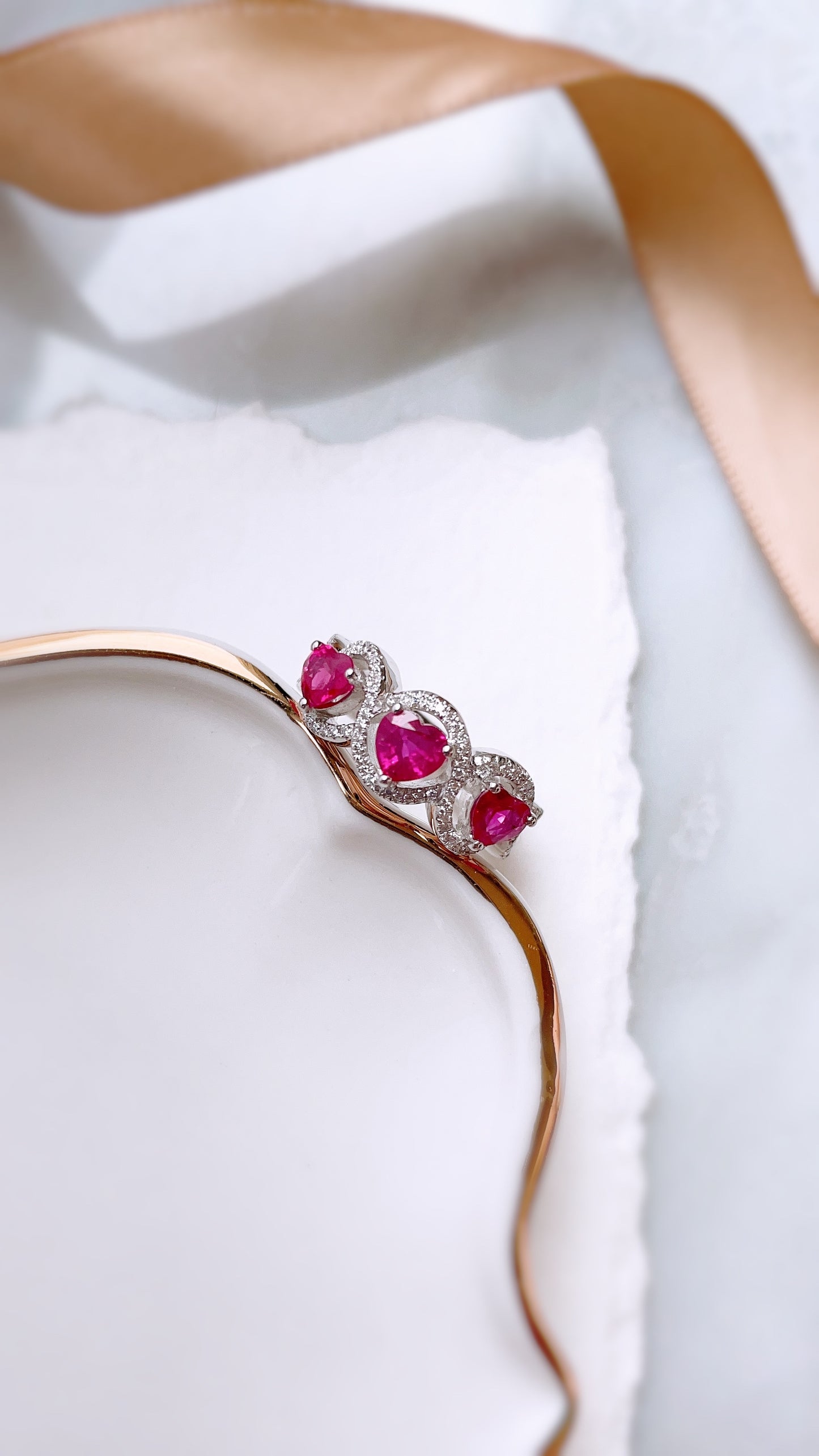 Heart Shape Ruby and Diamond Ring-BFO00001490