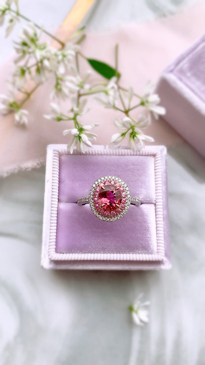 Pink Tourmaline, Pink Sapphire and Diamond Ring-WK3435